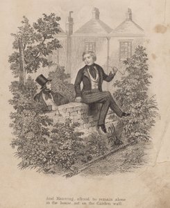 Frederick George Manning sitter på en vegg etter drapet på Patrick O#39;Connor (gravering) av English School
