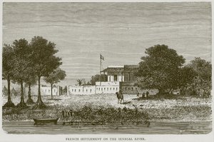 Fransk bosetning ved Senegal-elven, illustrasjon fra Illustrated Travels, ca. 1880 av English School