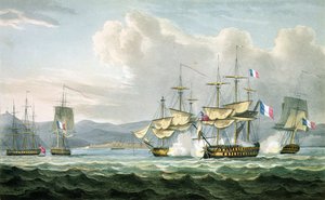 Fregattaksjon i Vizagapatam Roads, utenfor India, 18. september 1804, gravert av T. Sutherland for The Naval Chronology of Great Britain av J. Ralfe, utgitt 1820