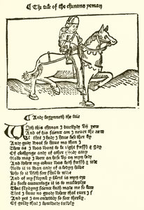 Fra den andre utgaven av Chaucers Canterbury Tales trykt av Caxton av English School