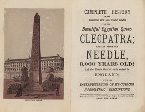 Frontispice og tittelside for fullstendig historie om det romantiske livet og den tragiske døden til den vakre egyptiske dronningen Cleopatra av English School