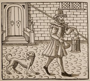 Frontispice fra The Bellman of London, av Thomas Dekker (1572-1632), 1616 (sepia-bilde) av English School
