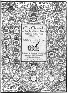 Frontispice av The Chronicles of England av John Stow (ca. 1525-1605), 1580 av English School