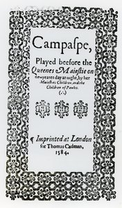 Frontispice til Campaspe av John Lyly (ca. 1554-1606) 1584 av English School