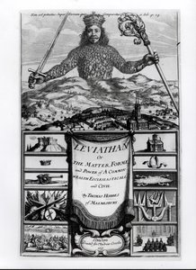 Frontispice til Leviathan or the Matter, Forme and Power of a Common Wealth Ecclesiasticall and Civil, 1651, av Thomas Hobbes (1588-1679) fra Malmesbury av English School