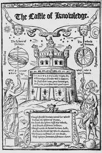 Frontispice til The Castle of Knowledge av Robert Recorde, 1556 av English School