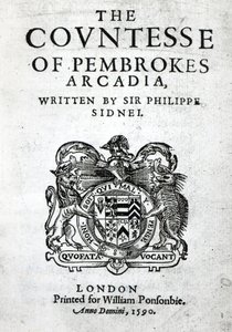 Frontispice til grevinnen av Pembrokes Arcadia av Sir Philip Sidney, 1590 av English School