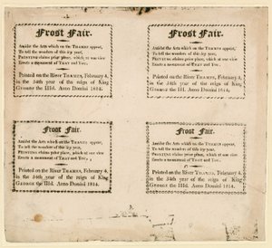 Frost Fair of 1814 - suvenirer trykt på isen av English School