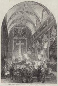 Begravelsestjeneste til ære for marskalk Soult, i Invalides-kirken, i Paris (gravering) av English School