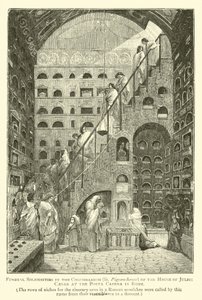 Begravelseshøytidligheter i Columbarium (opplyst duehus) til huset til Julius Caesar ved Porta Capena i Roma av English School