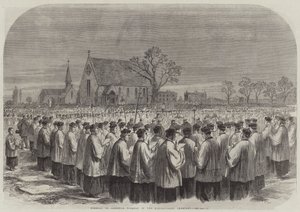 Begravelse til kardinal Wiseman på Kensal-Green Cemetery (gravering) av English School