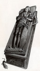 Begravelsesmonument med skjelett som kommer ut av English School