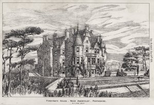 Fyndynate House, nær Aberfeldy, Perthshire (gravering) av English School