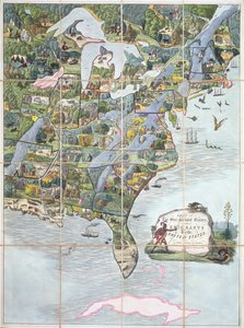 Game of the Star-Spangled Banner eller Emigrants to the United States, brettspill ca.1860 av English School