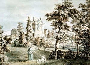 Hagepaviljong i en park, ca. 1725 (akvarell på papir) av English School