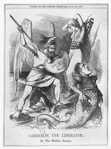 Garibaldi the Liberator, eller The Modern Perseus, fra "Punch" av English School