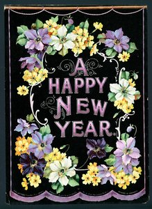 Blumengirlande, Neujahrskarte von English School