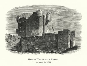 Gate of Tynemouth Castle, sett i 1783 (gravering) av English School
