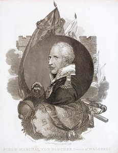 Gebhard von Blucher, prøyssisk feltmarskalk (gravering) av English School