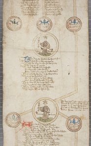 Genealogisk rulle over kongene av England, ca. 1440-79 (penn og blekk på pergament) av English School