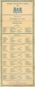 General Bill of Fare for Lord Mayors Day, Guildhall, London, 9. november 1835 av English School