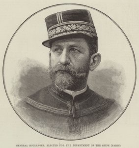 General Boulanger, valgt for Department of the Seine, Paris (gravering) av English School