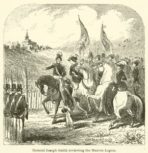 General Joseph Smith gjennomgår Nauvoo Legion (gravering) av English School