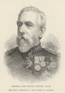 General Sir Daniel Lysons, GCB, den nye konstabelen til Tower of London (gravering) av English School