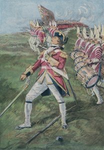 General Wolfe såret i slaget ved Quebec, Canada, 1759 av English School