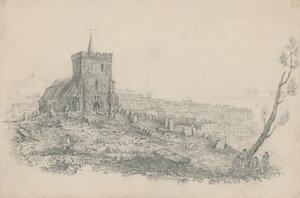 Generell utsikt over en kirke og kirkegård i Brighton av English School