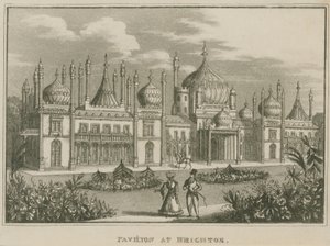 Generell utsikt over Royal Pavilion i Brighton av English School