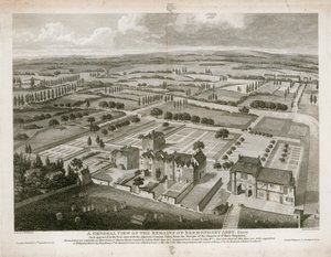 Generell oversikt over restene av Bermondsey Abbey, slik det så ut i 1805 av English School