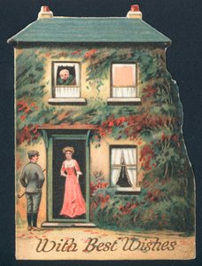 Gentleman ringer på Lady, julekort av English School