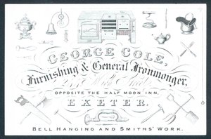 George Cole, møblering og generell isenkræmmer, handelskort av English School