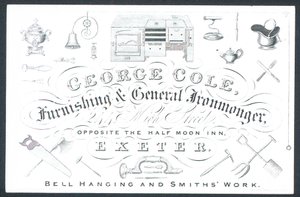 George Cole, møblering og generell isenkræmmer, handelskort av English School