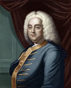 George Frideric Handel, gravert av Thomson (senere fargelegging)