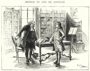 George III og Dr Johnson (gravering) av English School