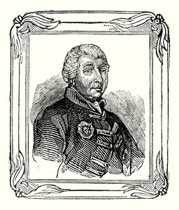 George III, barnebarn av George II ble født 1738; kronet i 1760; og døde i 1820 (gravering) av English School