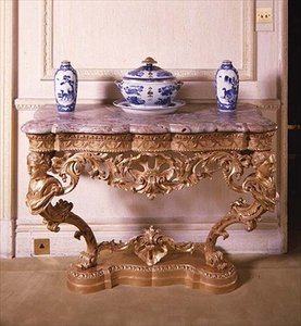 George II utskåret konsollbord, ca. 1750 (forgylt tre med marmorplate) av English School