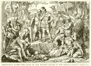 Germanicus begraver beinene til den romerske drepte i slaget mot Hermann