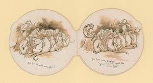 Spøkelser - aper og ugle (litho) av English School