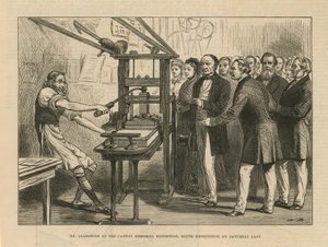 Gladstone på Caxton Memorial-utstillingen av English School