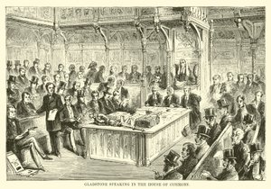 Gladstone spricht im Unterhaus von English School