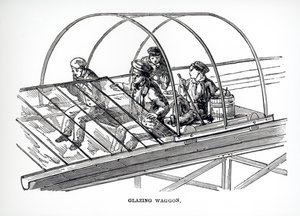Glassvogn brukt på Paxtons Crystal Palace, 1850 av English School