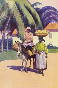 Skal til markedet, Jamaica (fargelitografi) av English School