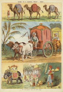 Går på skolekos, India (chromolitho) av English School