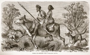 Går til markedet – landveien, illustrasjon fra The Pictorial Edition of the Life and Discoveries of David Livingstone av J. Ewing Richie, pub. av A. Fullarton & Co., 1876 av English School