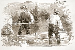 Gold-Washing at the Diggings, fra The Illustrated London News, 1849 av English School