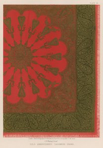 Gullbrodert kasjmirsjal av English School