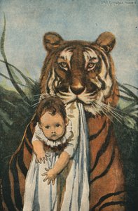God tiger (fargelitografi) av English School